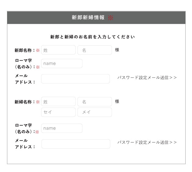 婚礼基本情報の登録