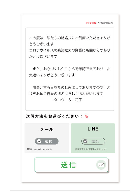 お礼メッセージの送信